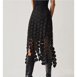 Copied - Commense Laser Cut Multi Circle Double Layered Skirt Sz XL